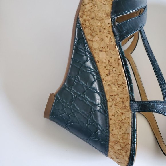 Bandolino Women's Wedge Sandals Teal Sz 6.5 - Picture 10 of 12